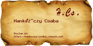 Hankóczy Csaba névjegykártya